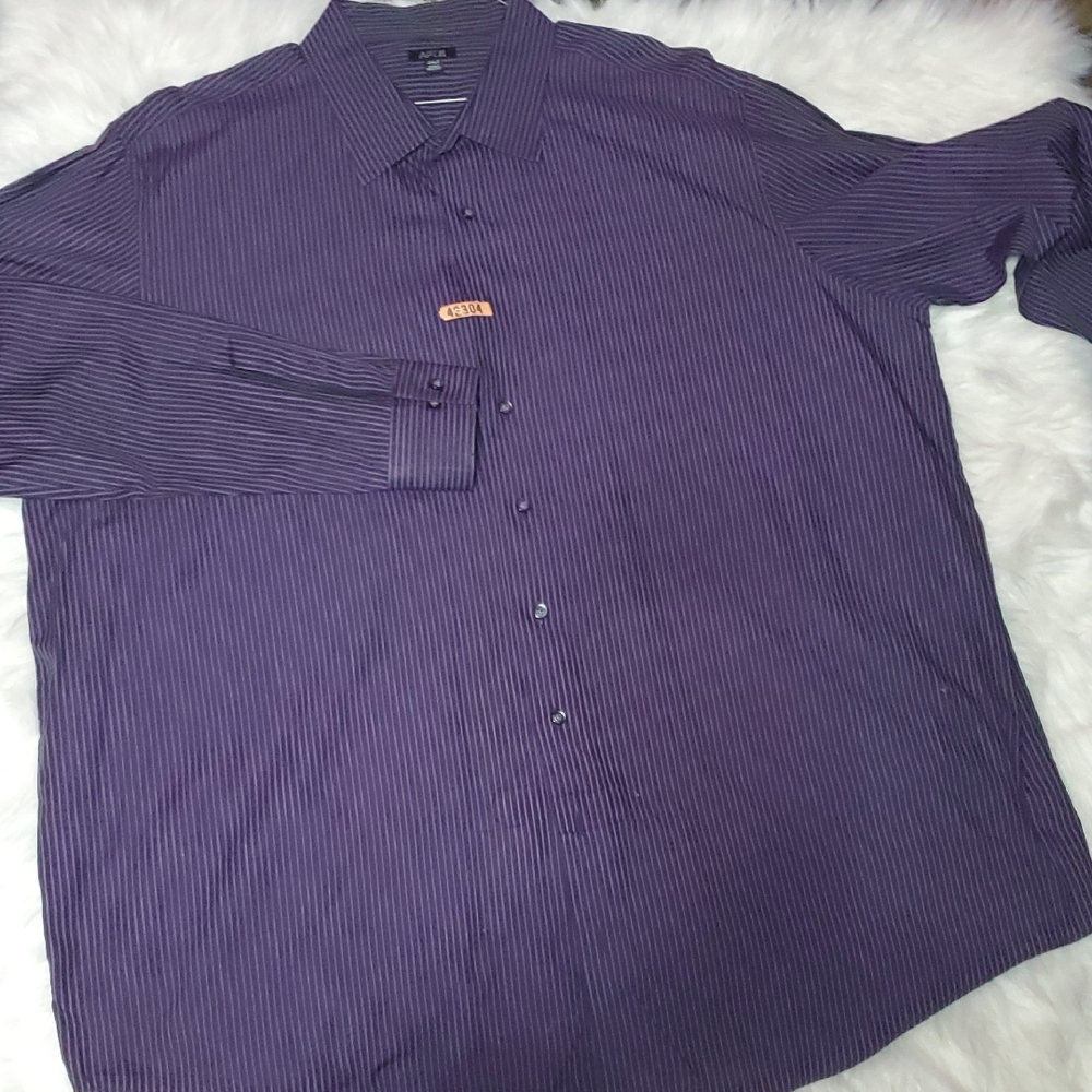 Men's 2XL Apt 9 Deep Purple Pin Striped Dress Shirt